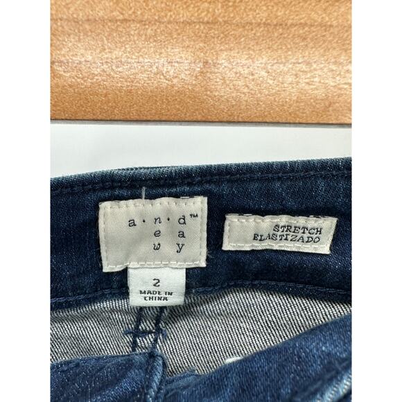 A New Day Dark Wash Blue Cotton Blend Denim Stretch Wide Leg Pants Womens Size 2 - Picture 5 of 8